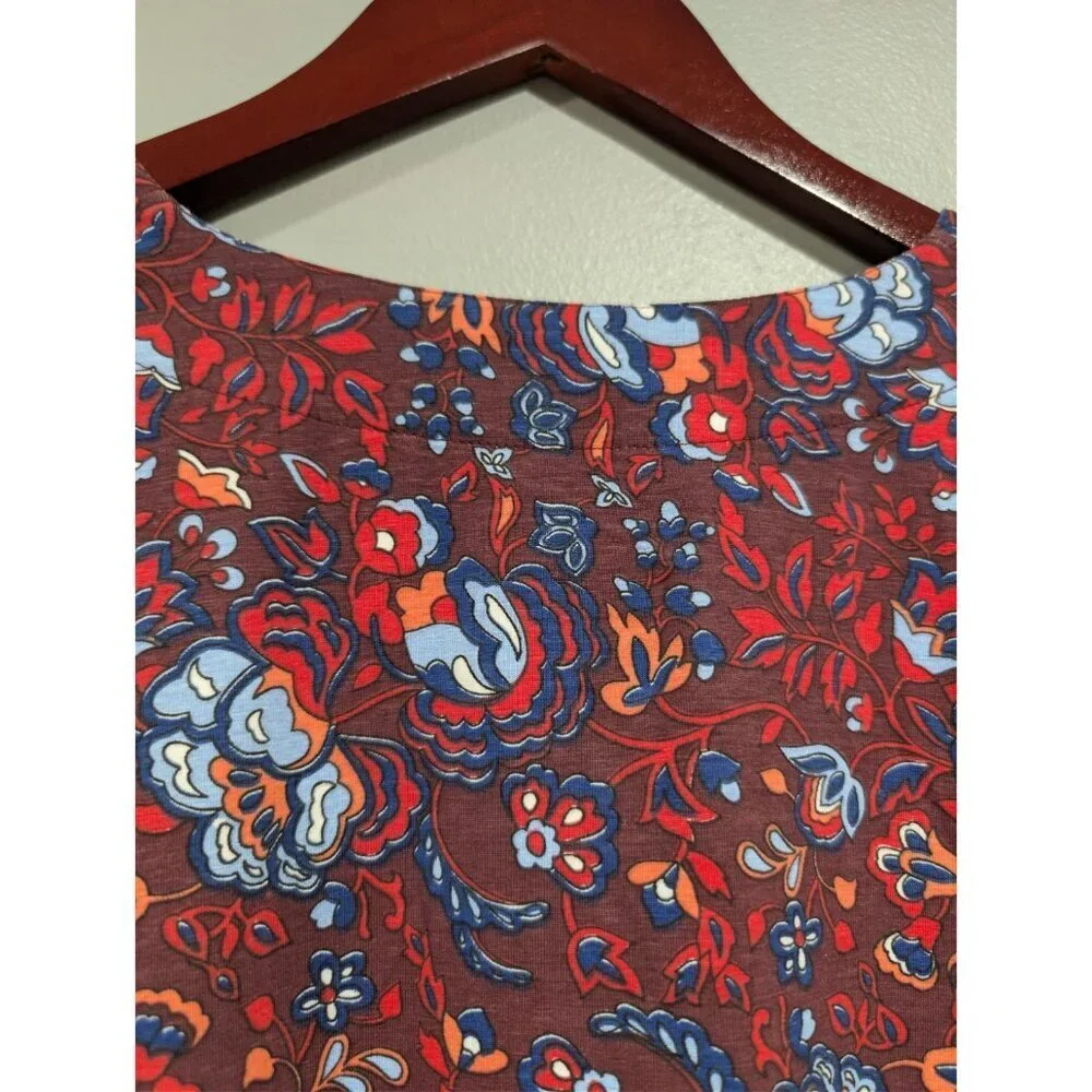 Coolibar Oceanside Tunic Sheath Dress UPF 50 Floral Women’s Sz M Beach Maroon